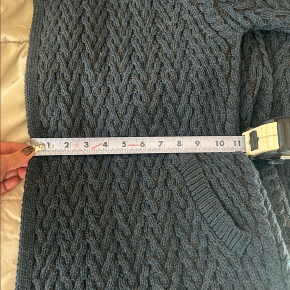 Aran Crafts Deep Blue Cable Knit Cardigan - Picture 6 of 7
